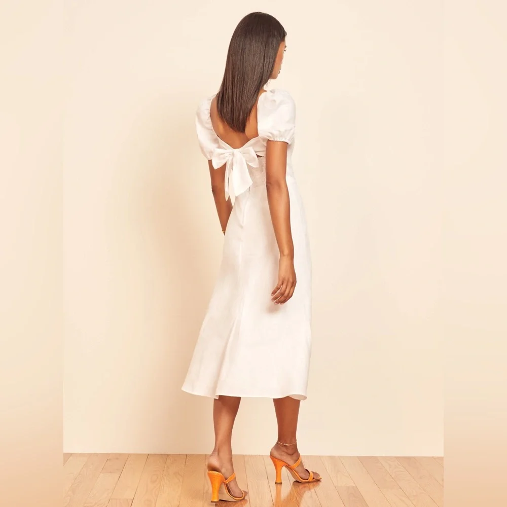 Reformation Denver Linen Dress - White (Size 4) - Picture 3 of 8